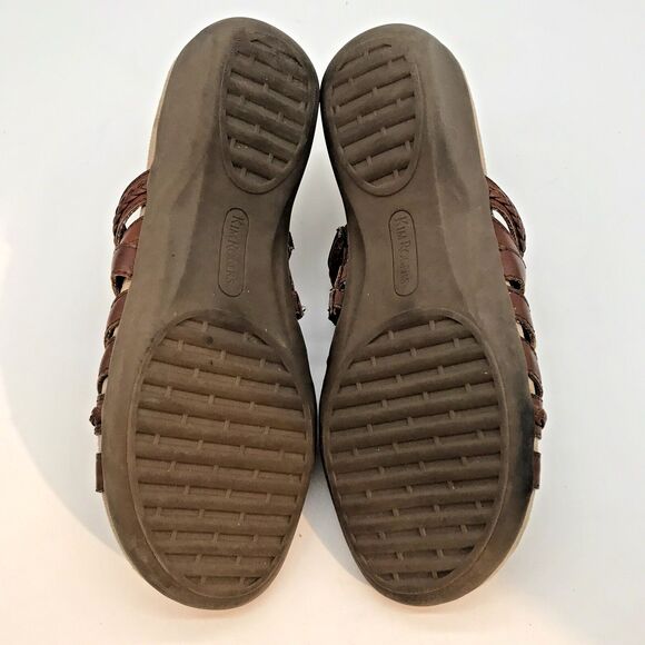 Kim Rogers Trixey Wedge Sandals Women's 8M Ultra Comfort Tech Slip On Gold Shoes - Picture 8 of 9